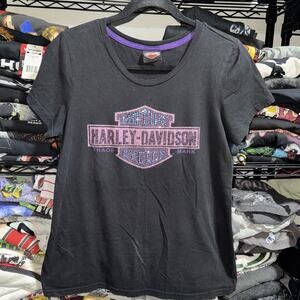 Y2K Harley Davidson Women’s Bedazzled black Shirt Size Large